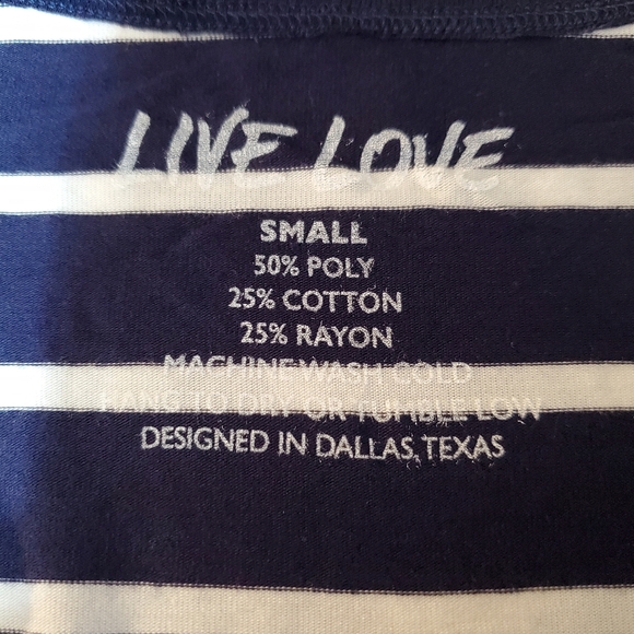 Live Love GameDay Football Tank Top Navy White Striped Small - Picture 7 of 9